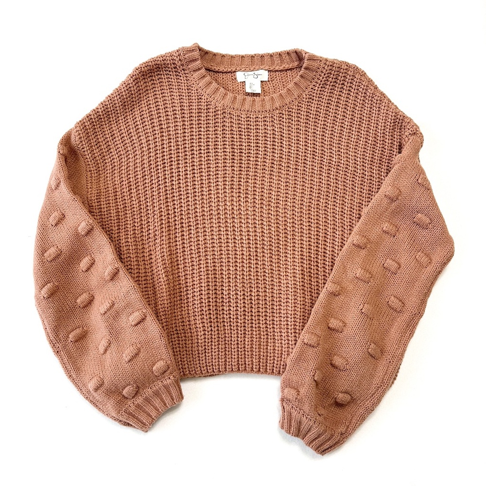 Jessica Simpson Women's Bubble Sleeve Sweater Mauve Size Large Cozy